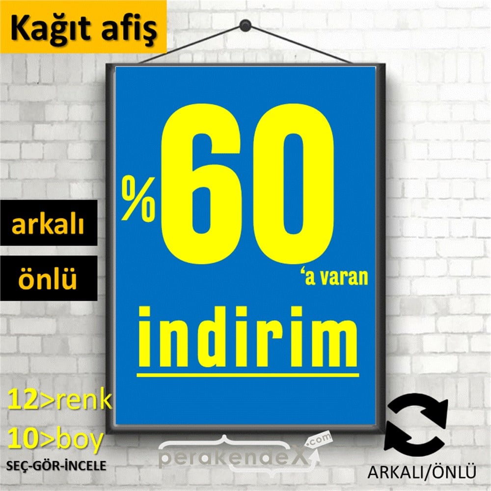 yüzde 60 a varan indirim POSTERİ -dikdörtgen,çift yön baskı