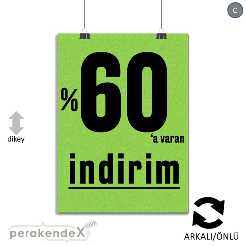 yüzde 60 a varan indirim POSTERİ -dikdörtgen,çift yön baskı