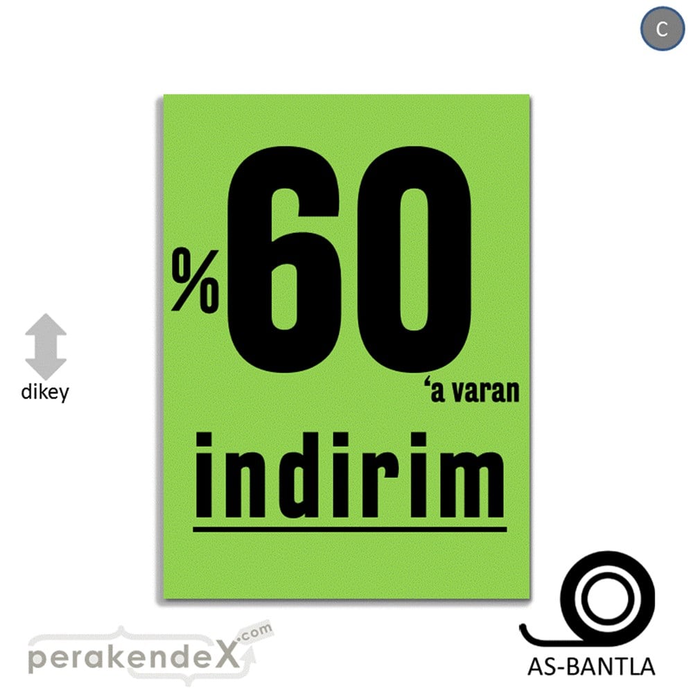 yüzde 60 a varan indirim POSTERİ -dikdörtgen,tek yön baskı