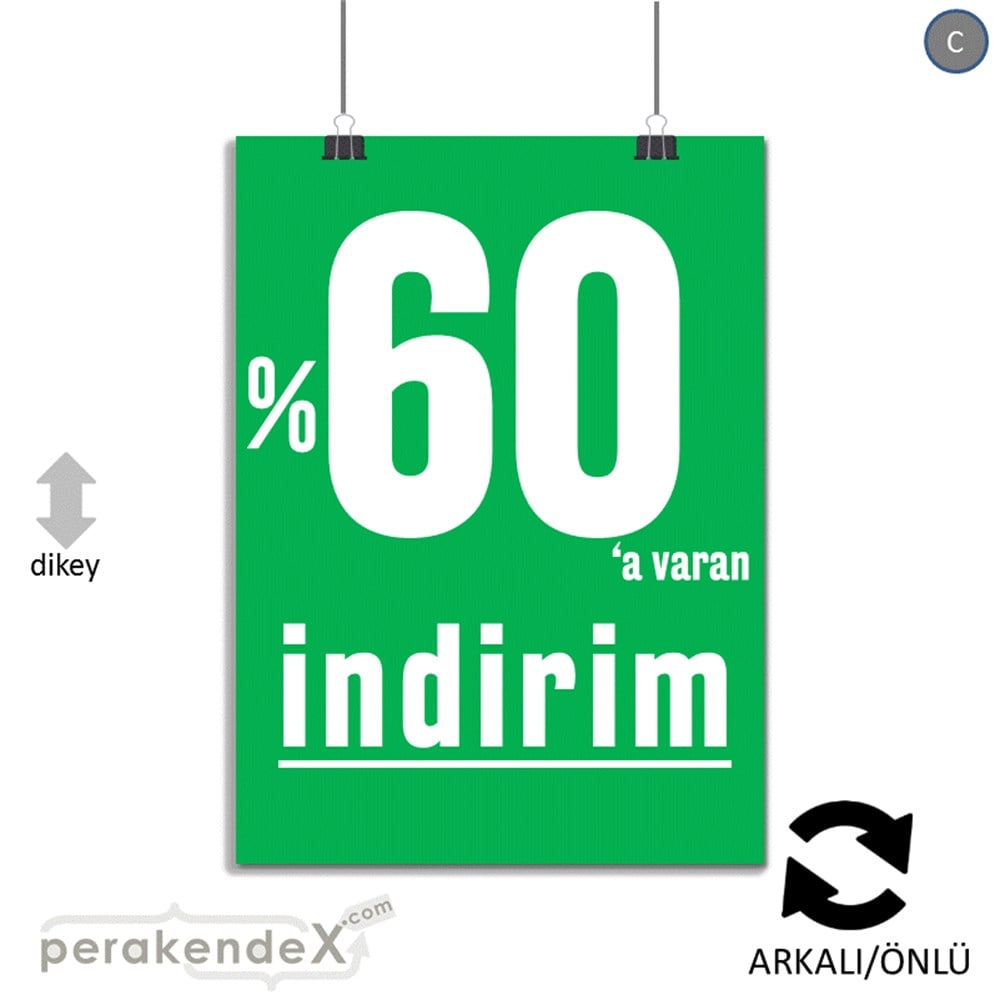 yüzde 60 a varan indirim POSTERİ -dikdörtgen,çift yön baskı
