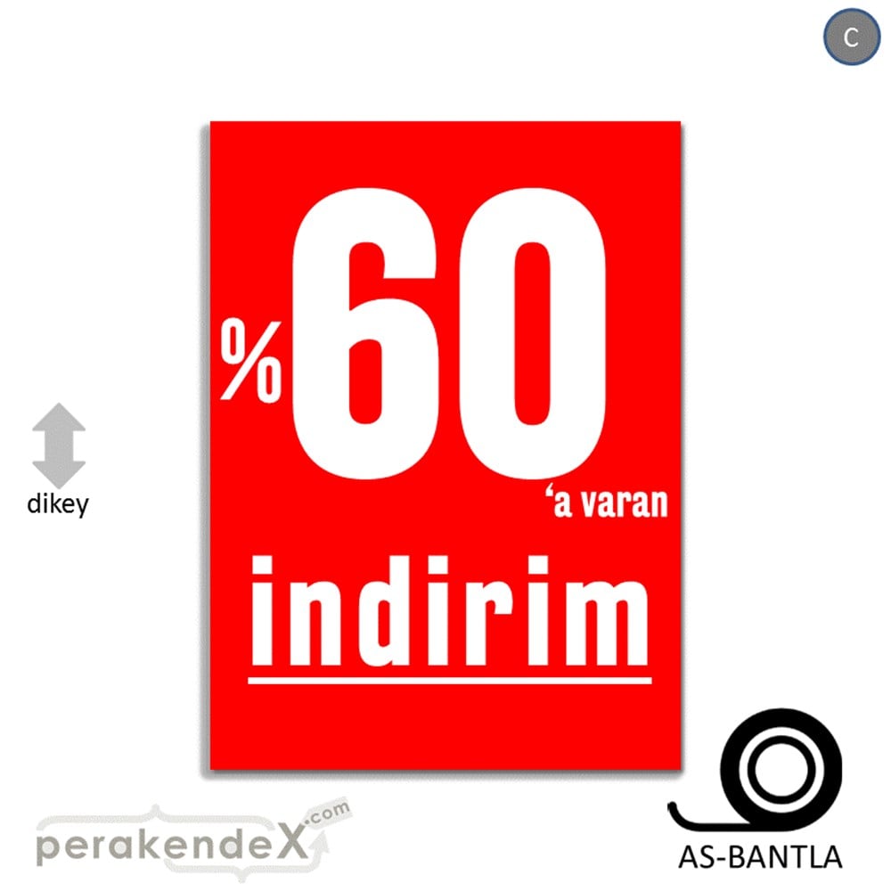 yüzde 60 a varan indirim POSTERİ -dikdörtgen,tek yön baskı