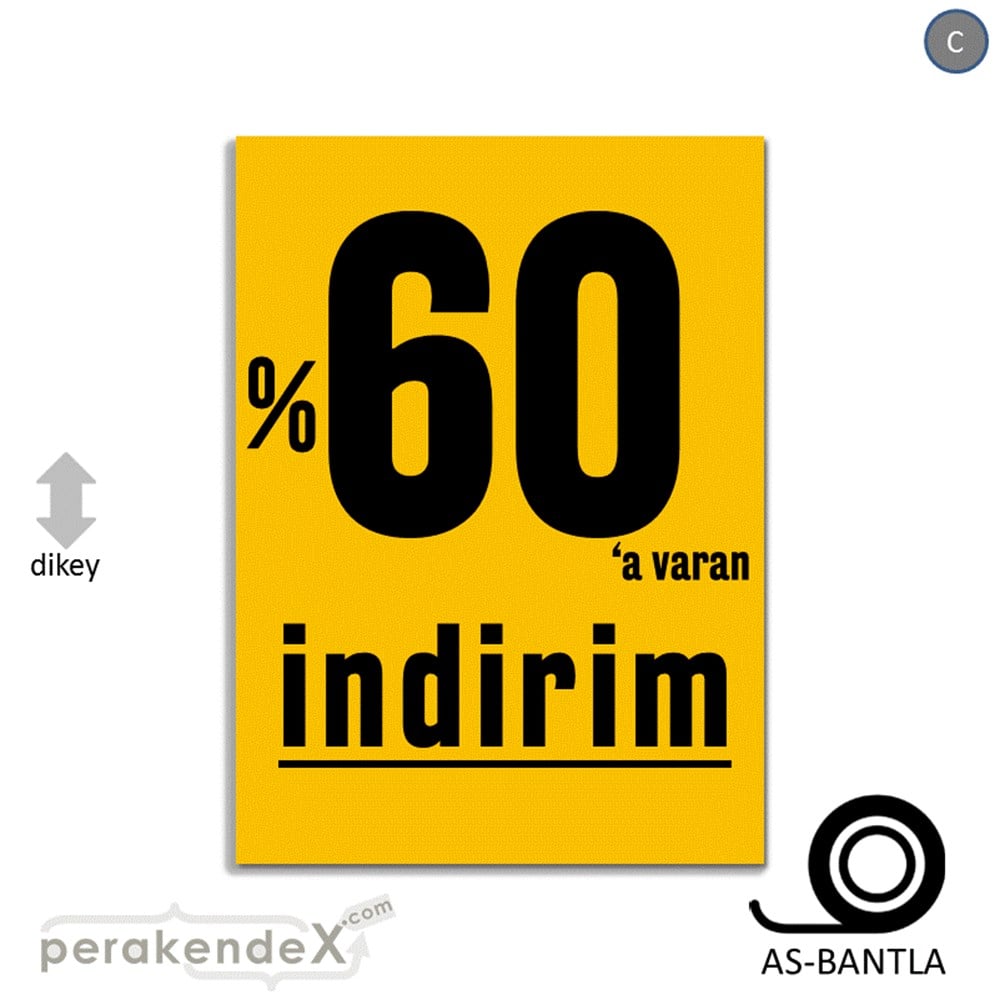 yüzde 60 a varan indirim POSTERİ -dikdörtgen,tek yön baskı