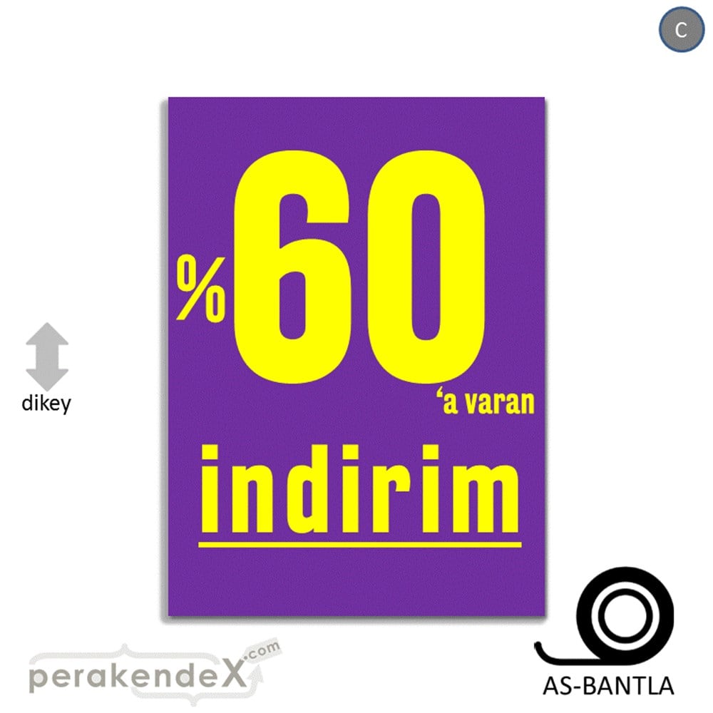 yüzde 60 a varan indirim POSTERİ -dikdörtgen,tek yön baskı