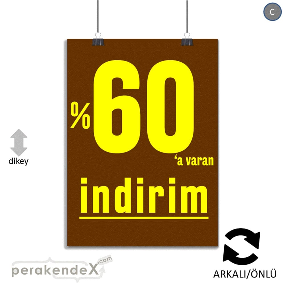 yüzde 60 a varan indirim POSTERİ -dikdörtgen,çift yön baskı