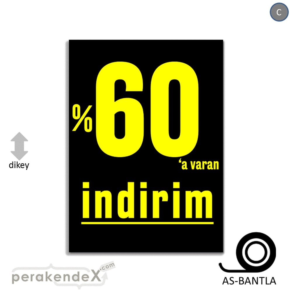 yüzde 60 a varan indirim POSTERİ -dikdörtgen,tek yön baskı