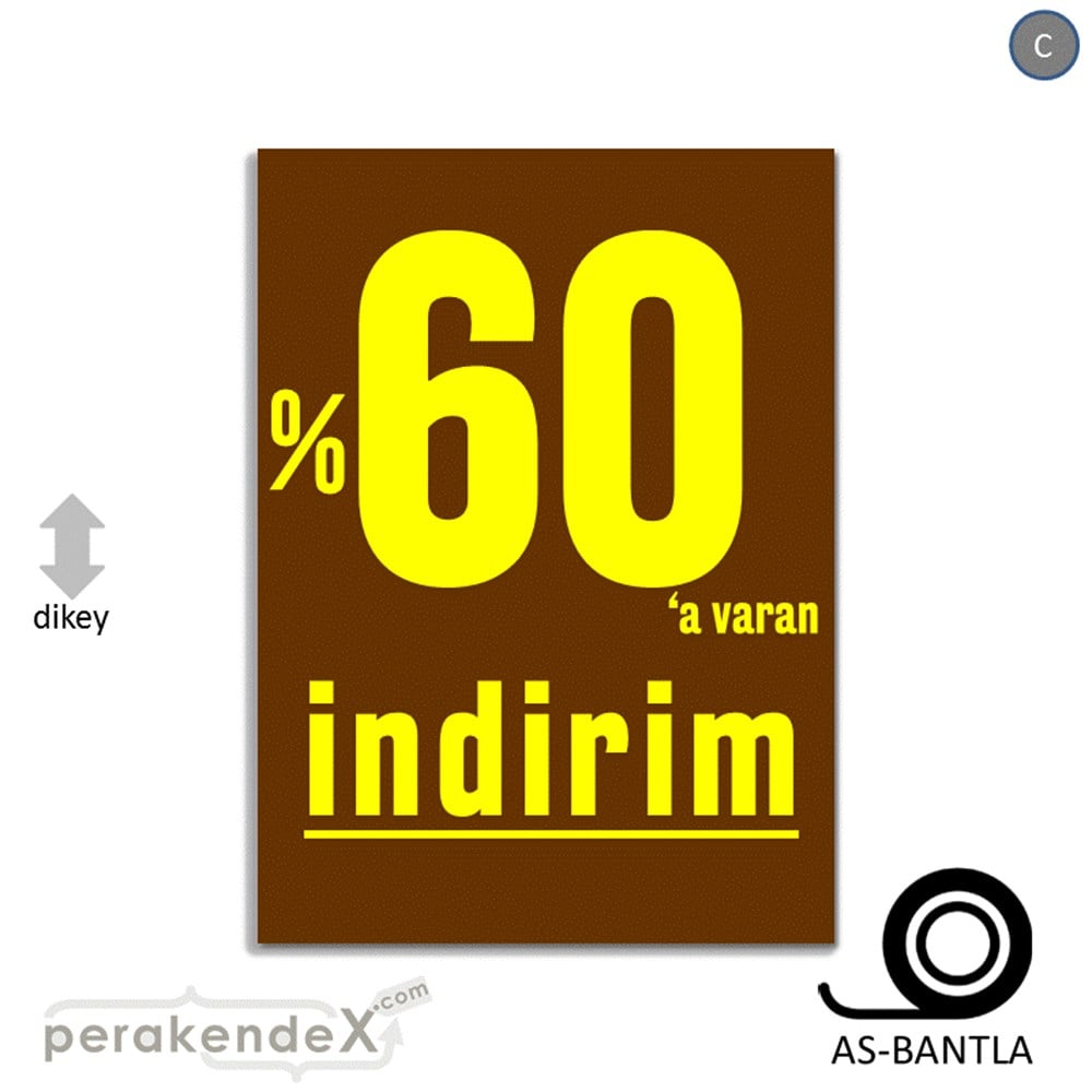 yüzde 60 a varan indirim POSTERİ -dikdörtgen,tek yön baskı