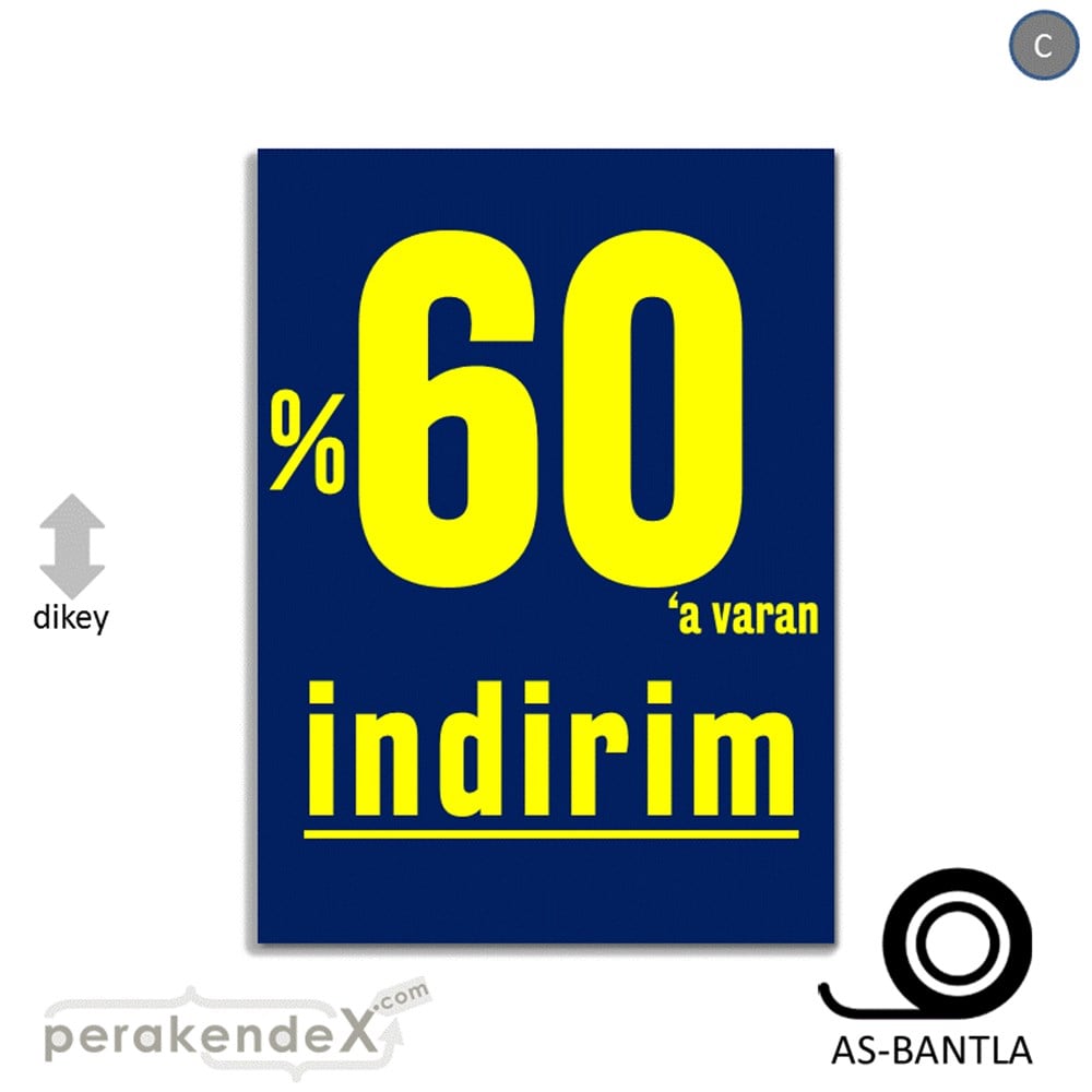 yüzde 60 a varan indirim POSTERİ -dikdörtgen,tek yön baskı