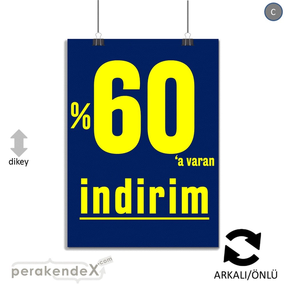 yüzde 60 a varan indirim POSTERİ -dikdörtgen,çift yön baskı