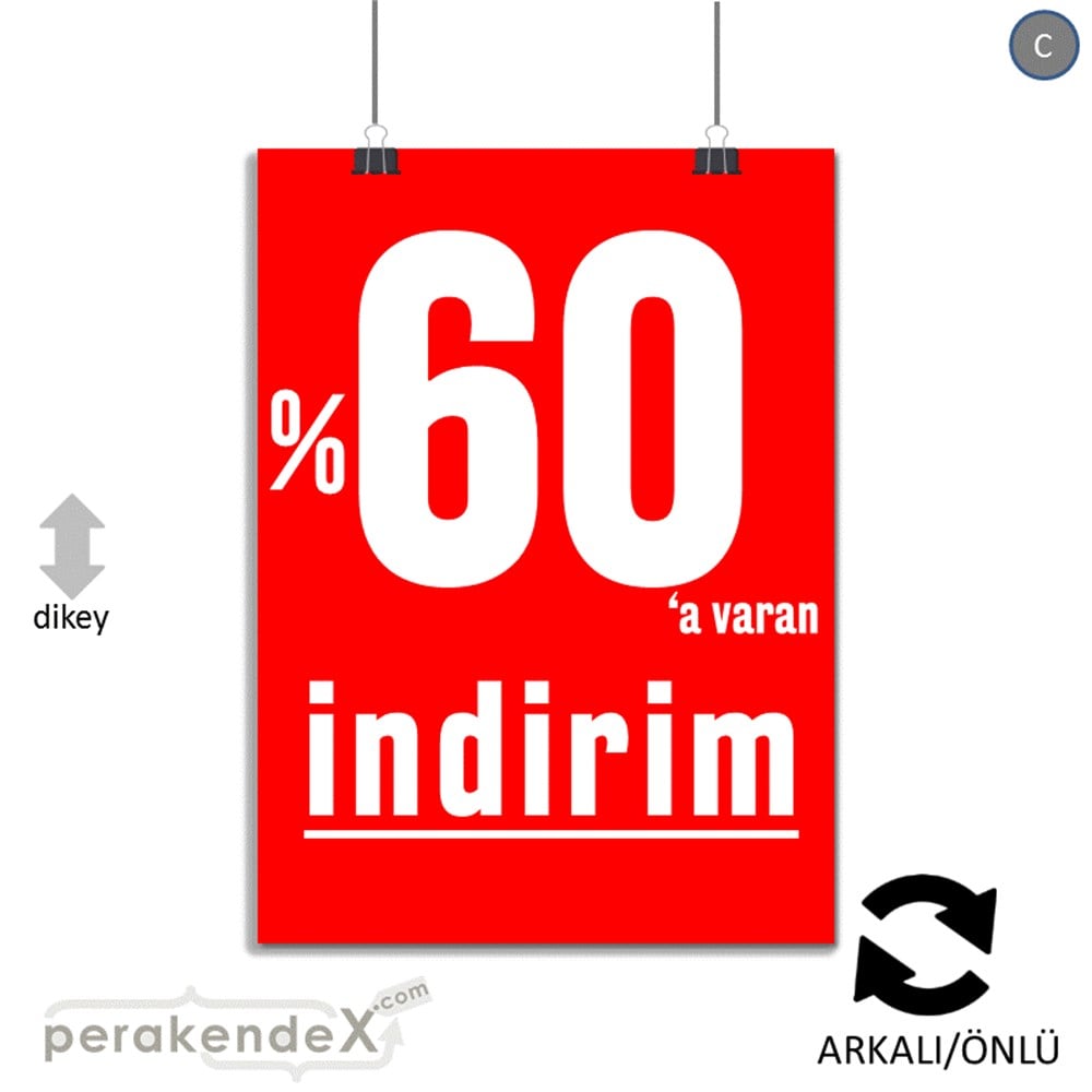 yüzde 60 a varan indirim POSTERİ -dikdörtgen,çift yön baskı