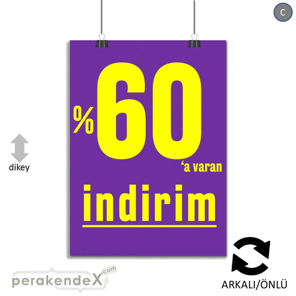 yüzde 60 a varan indirim POSTERİ -dikdörtgen,çift yön baskı
