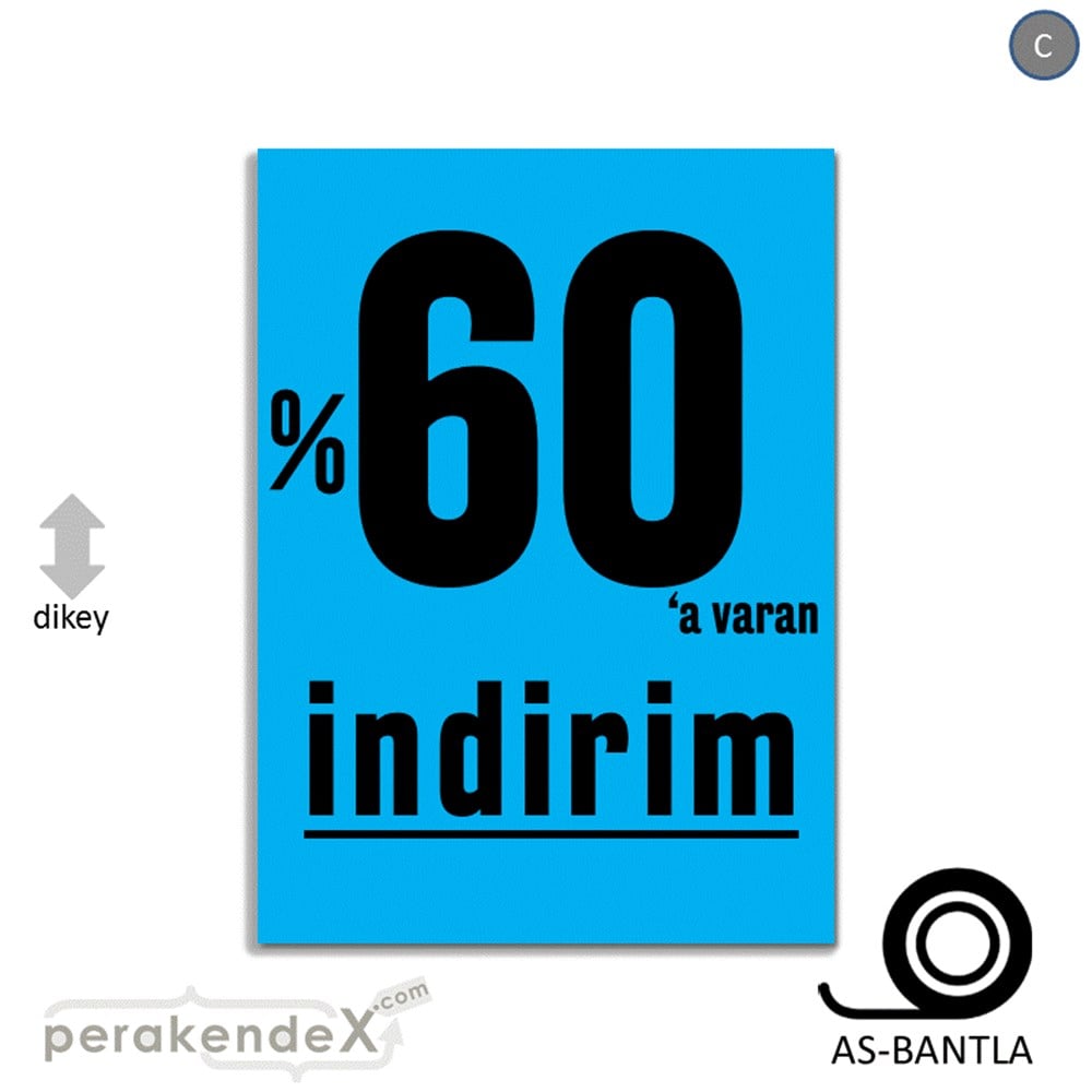 yüzde 60 a varan indirim POSTERİ -dikdörtgen,tek yön baskı