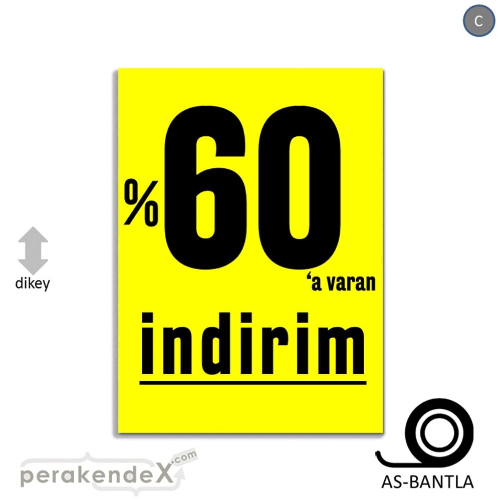 yüzde 60 a varan indirim POSTERİ -dikdörtgen,tek yön baskı