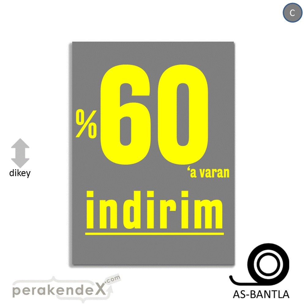 yüzde 60 a varan indirim POSTERİ -dikdörtgen,tek yön baskı