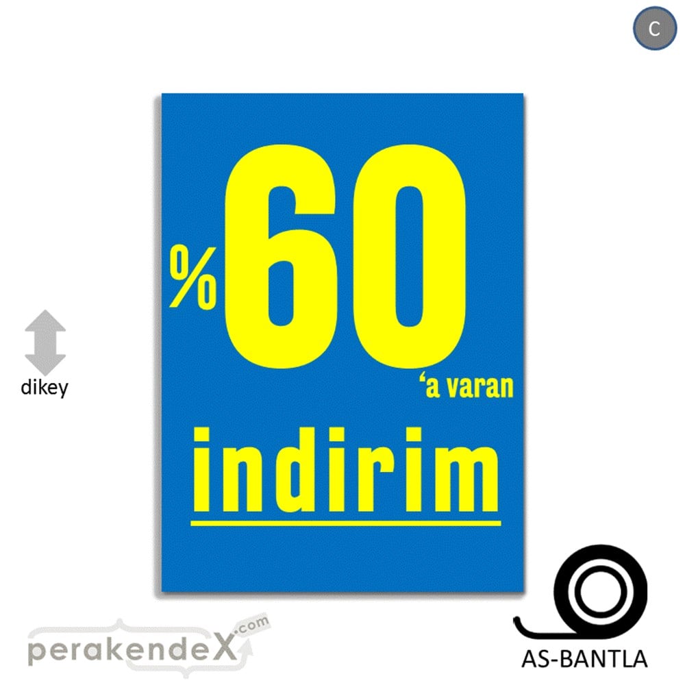 yüzde 60 a varan indirim POSTERİ -dikdörtgen,tek yön baskı