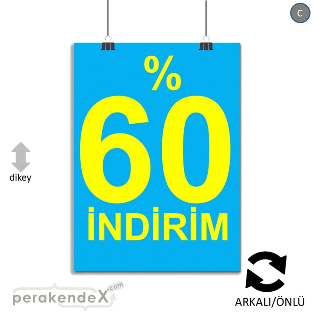 yüzde 60 indirim POSTERİ -dikdörtgen,çift yön baskı