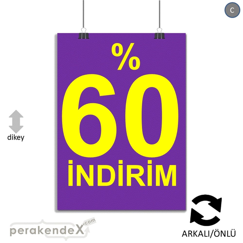 yüzde 60 indirim POSTERİ -dikdörtgen,çift yön baskı