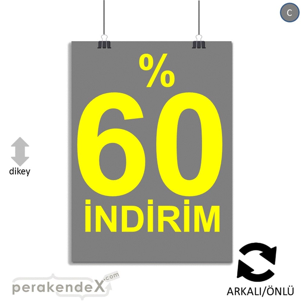yüzde 60 indirim POSTERİ -dikdörtgen,çift yön baskı