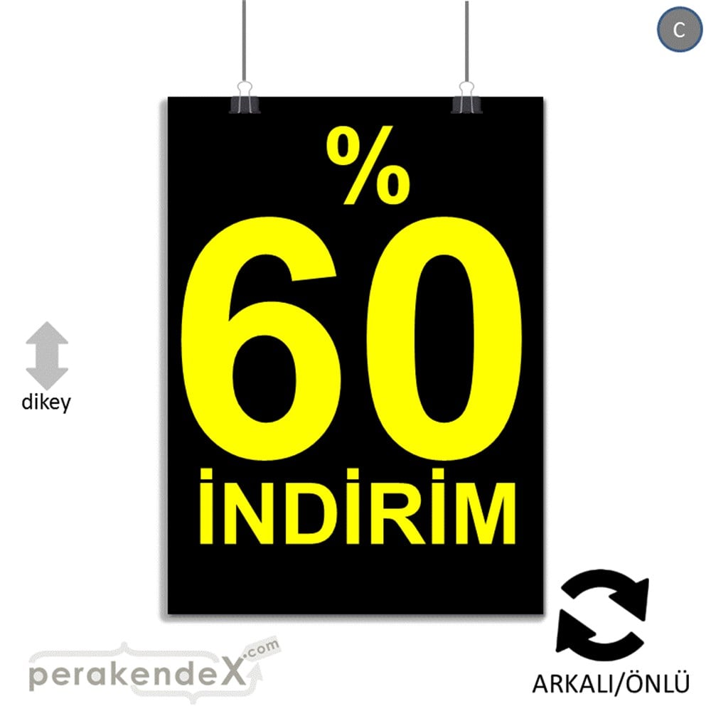 yüzde 60 indirim POSTERİ -dikdörtgen,çift yön baskı