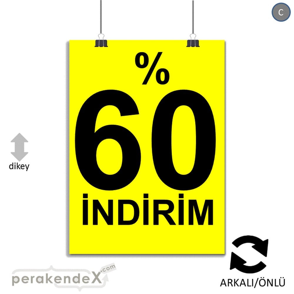 yüzde 60 indirim POSTERİ -dikdörtgen,çift yön baskı