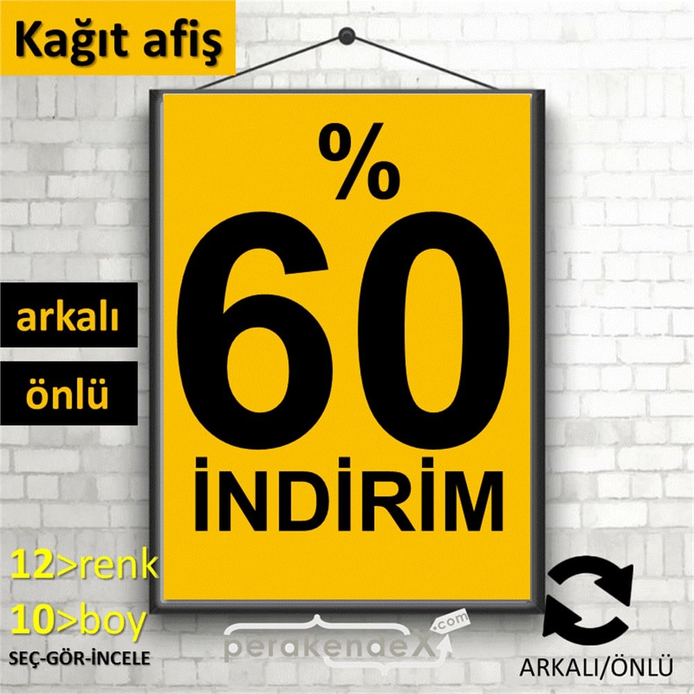 yüzde 60 indirim POSTERİ -dikdörtgen,çift yön baskı