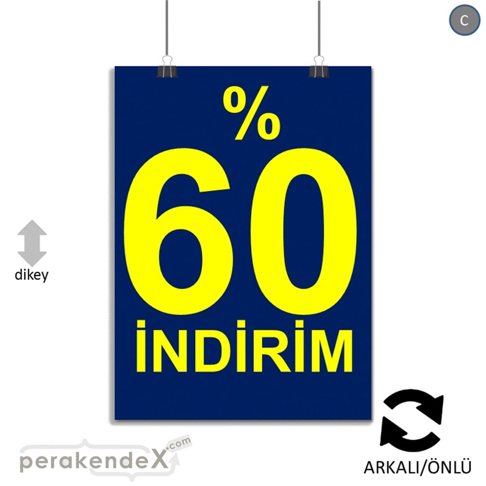 yüzde 60 indirim POSTERİ -dikdörtgen,çift yön baskı