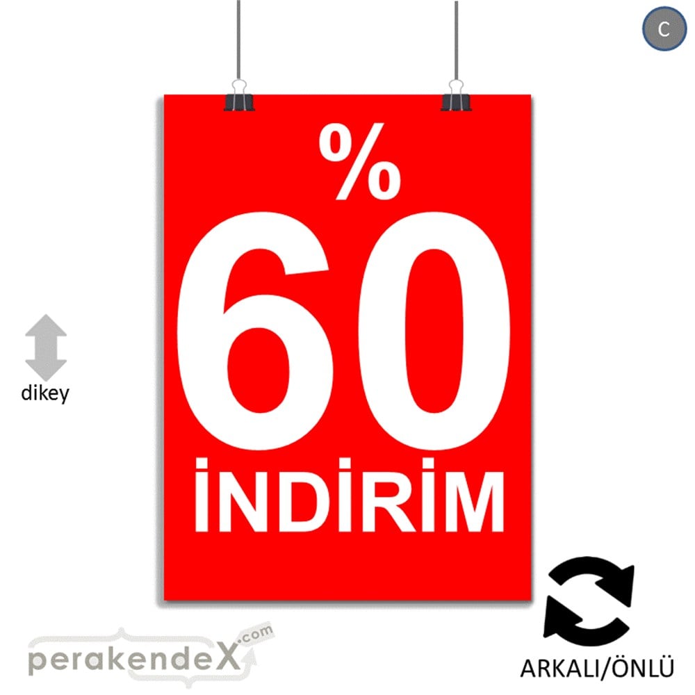 yüzde 60 indirim POSTERİ -dikdörtgen,çift yön baskı
