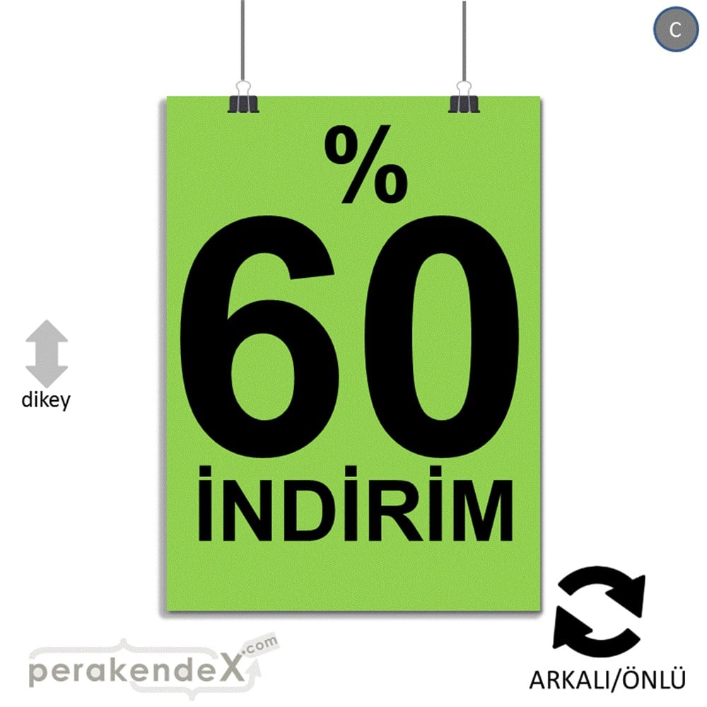 yüzde 60 indirim POSTERİ -dikdörtgen,çift yön baskı