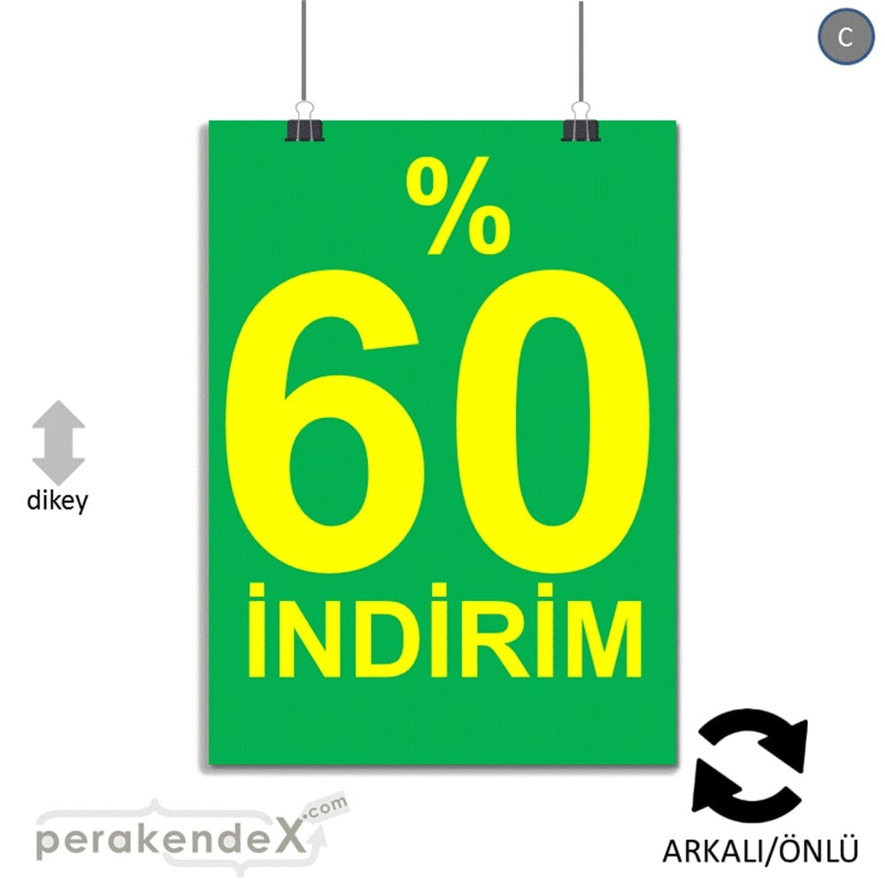 yüzde 60 indirim POSTERİ -dikdörtgen,çift yön baskı