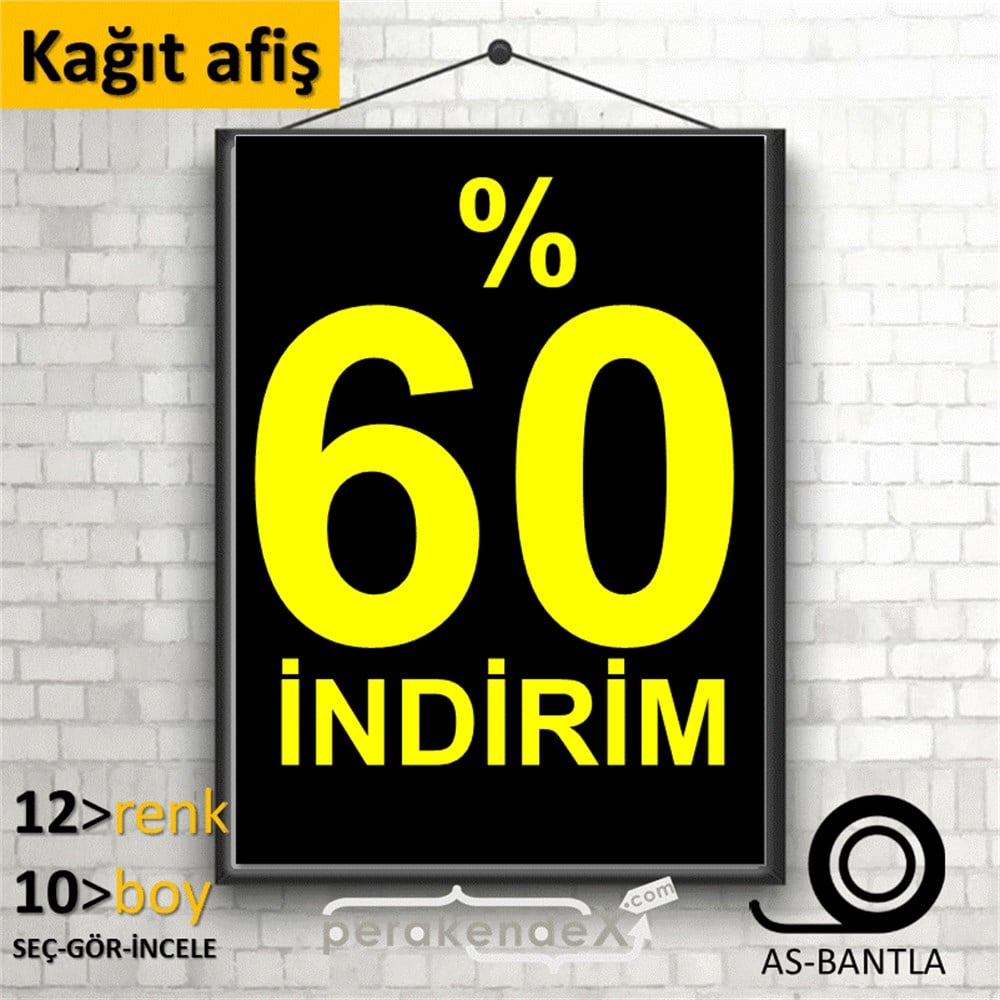 yüzde 60 indirim POSTERİ -dikdörtgen,tek yön baskı