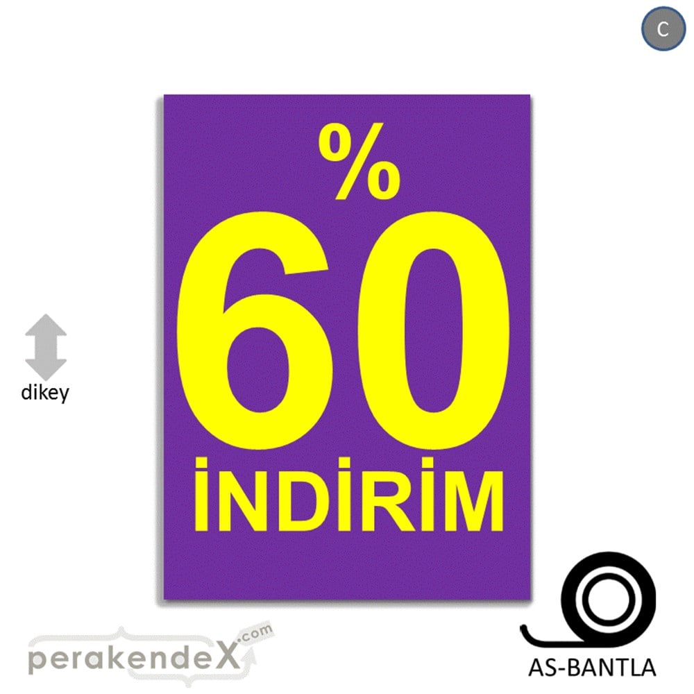 yüzde 60 indirim POSTERİ -dikdörtgen,tek yön baskı