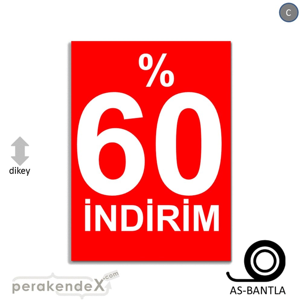 yüzde 60 indirim POSTERİ -dikdörtgen,tek yön baskı