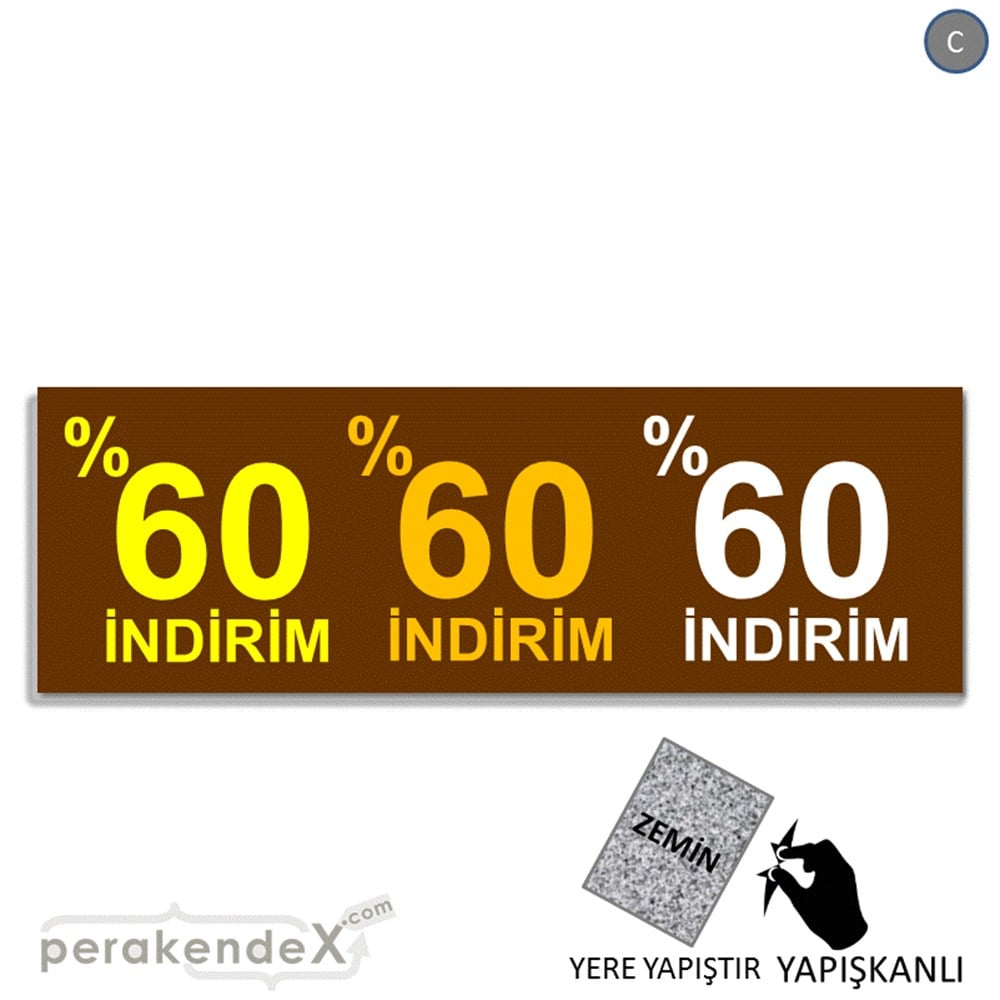 yüzde 60 indirim YER ZEMİNE YAPIŞAN BANNER -dikdörtgen,tek yön baskı
