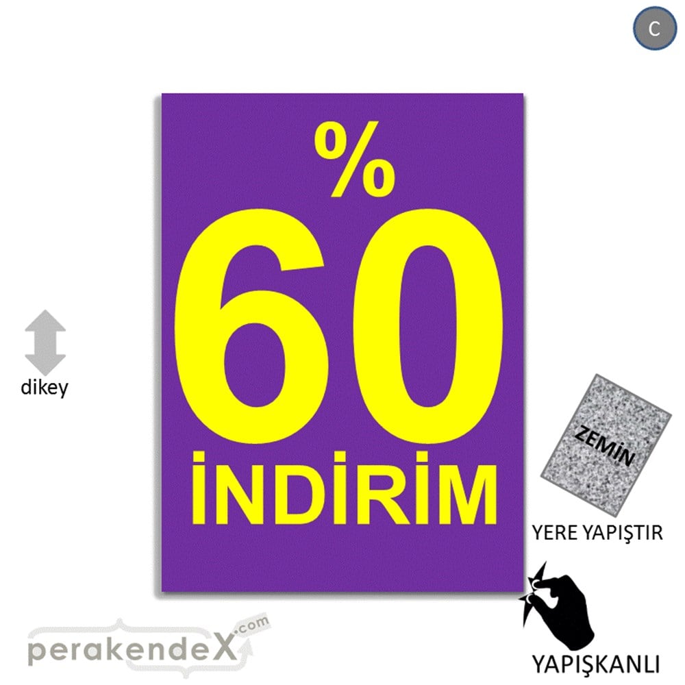 yüzde 60 indirim YER ZEMİNE YAPIŞIR -dikdörtgen,tek yön baskı