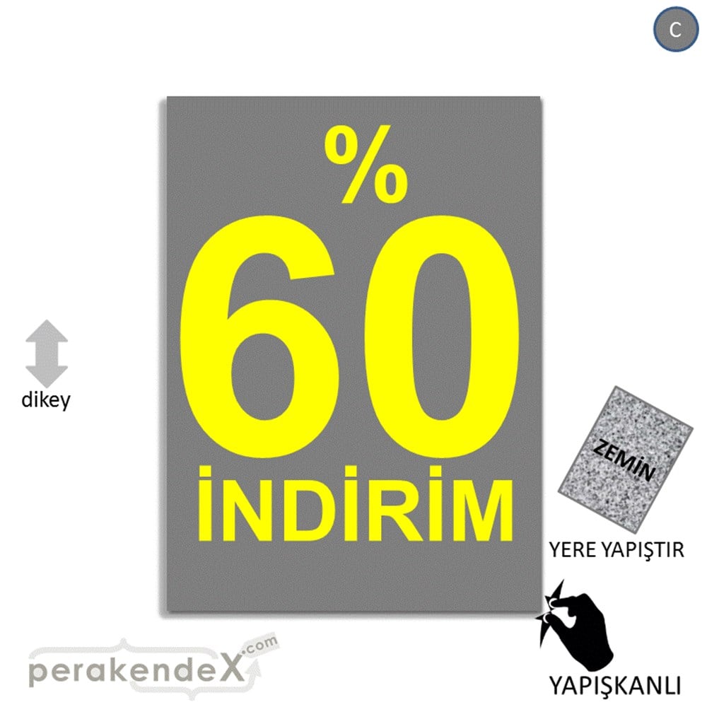 yüzde 60 indirim YER ZEMİNE YAPIŞIR -dikdörtgen,tek yön baskı