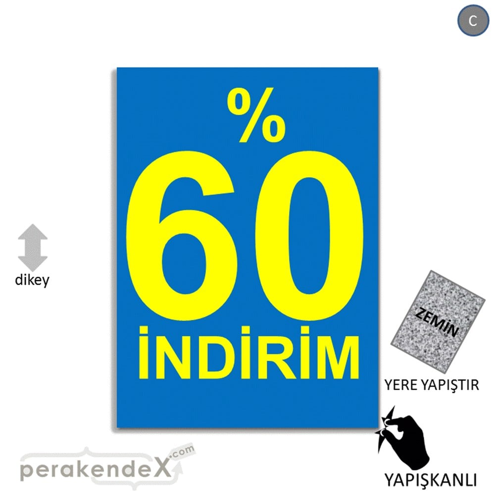 yüzde 60 indirim YER ZEMİNE YAPIŞIR -dikdörtgen,tek yön baskı