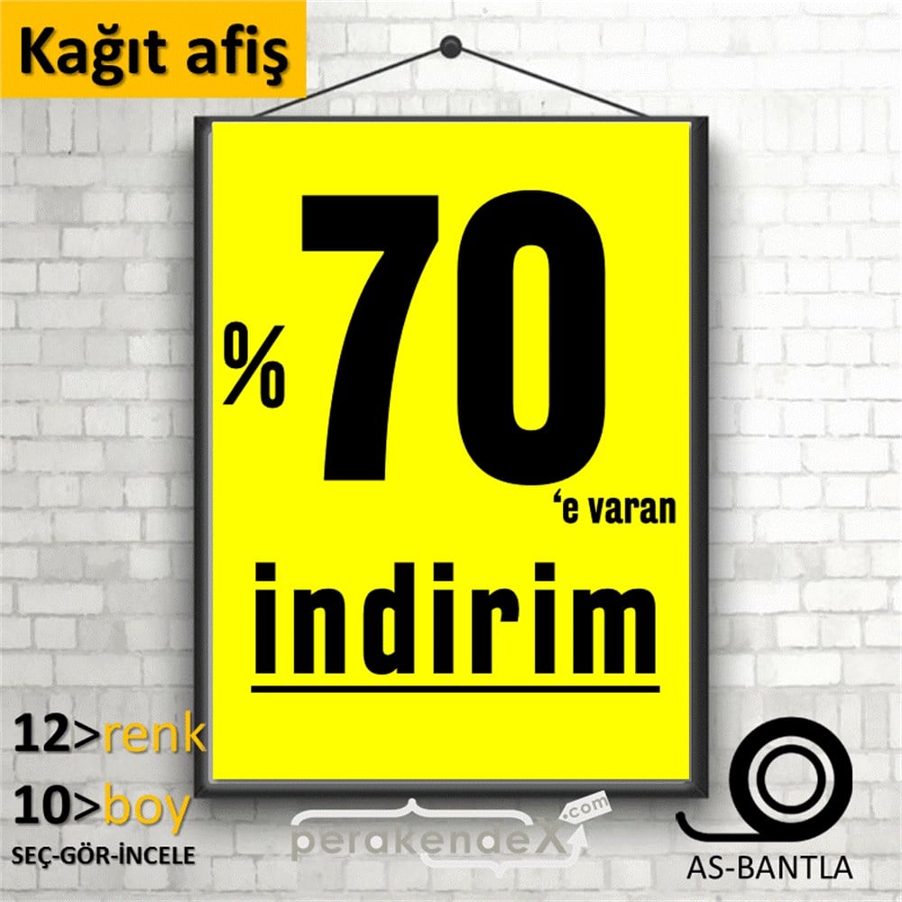 yüzde 70 e varan indirim POSTERİ -dikdörtgen,tek yön baskı