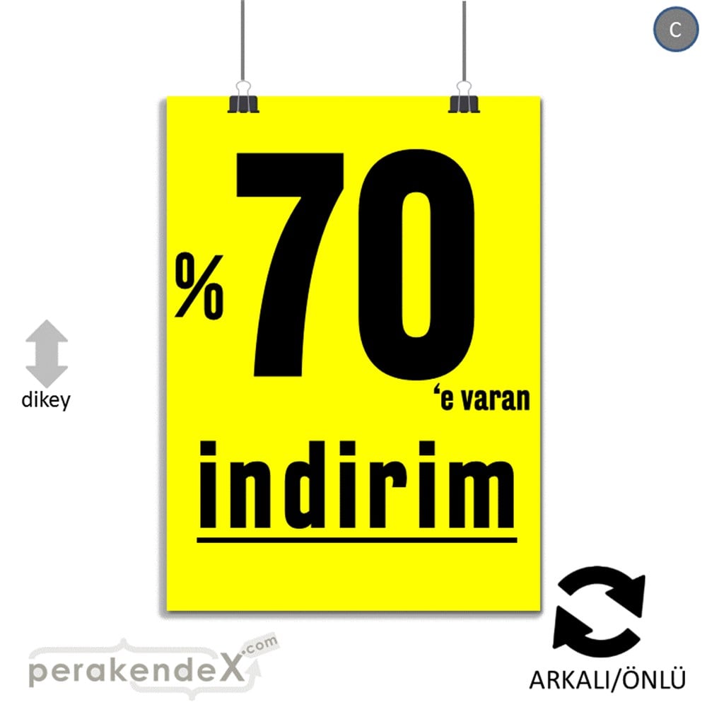 yüzde 70 e varan indirim POSTERİ -dikdörtgen,çift yön baskı