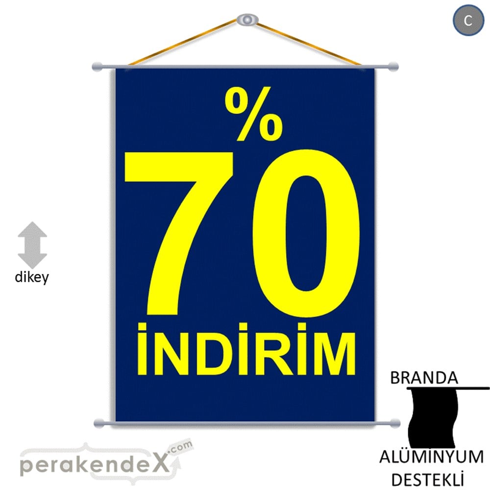 yüzde 70 indirim BRANDA AFİŞİ -dikdörtgen,tek yön baskı