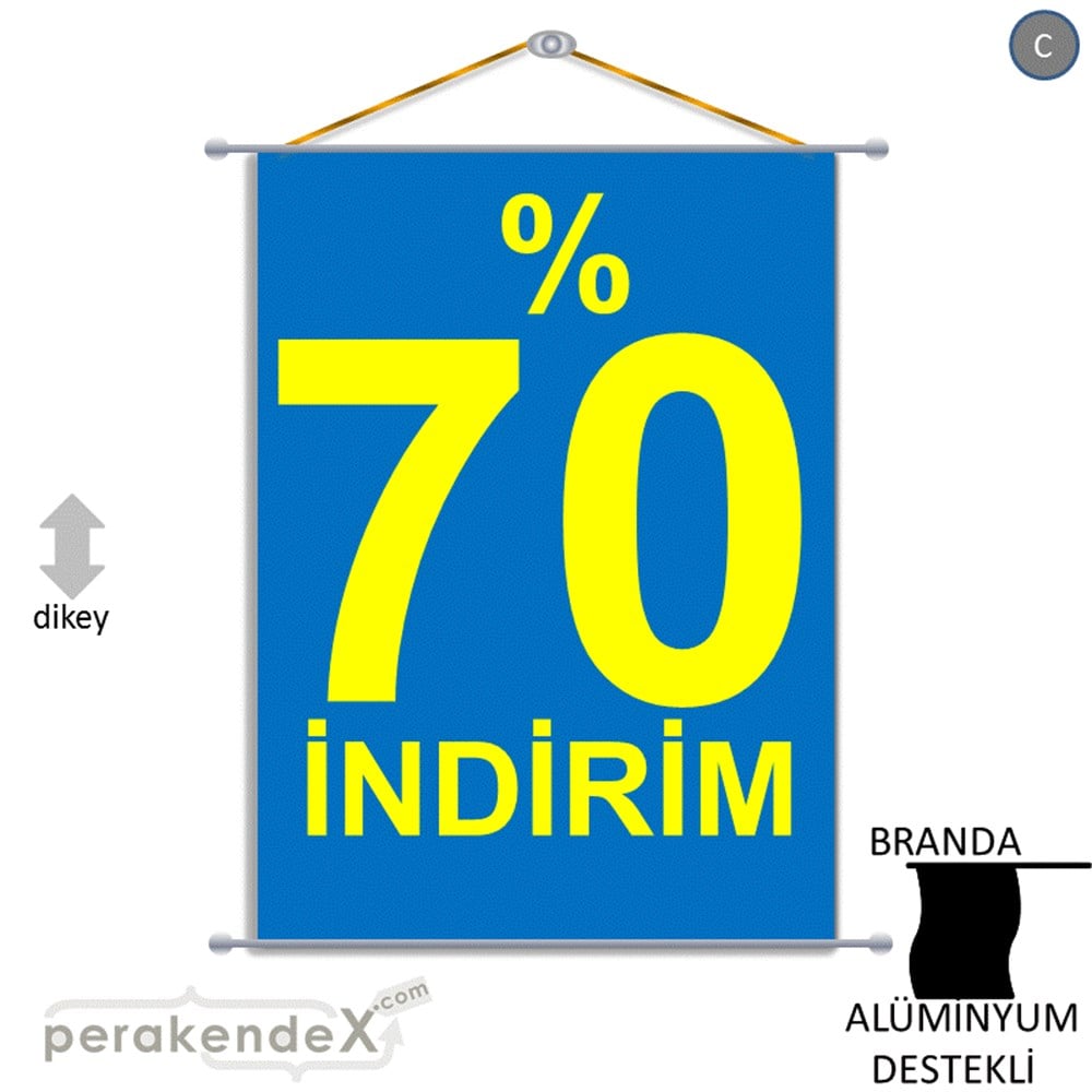 yüzde 70 indirim BRANDA AFİŞİ -dikdörtgen,tek yön baskı