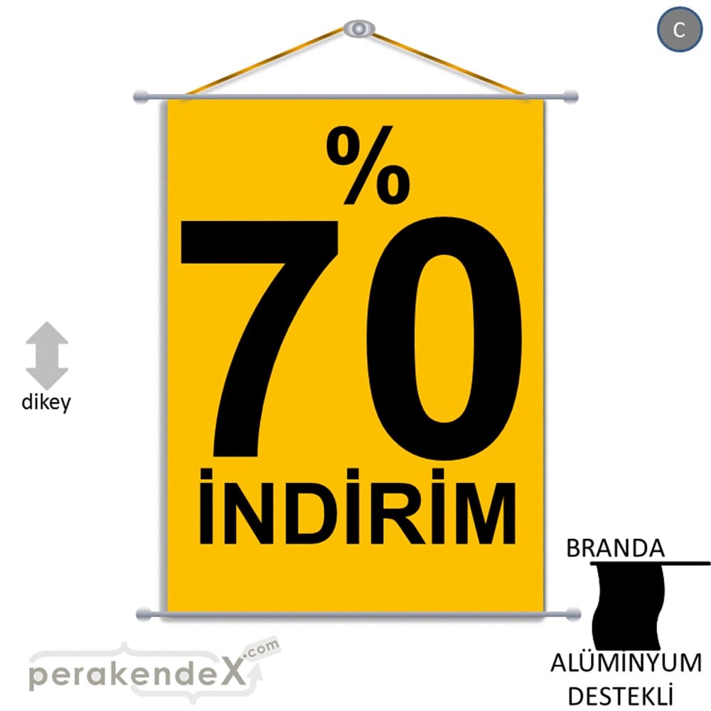 yüzde 70 indirim BRANDA AFİŞİ -dikdörtgen,tek yön baskı
