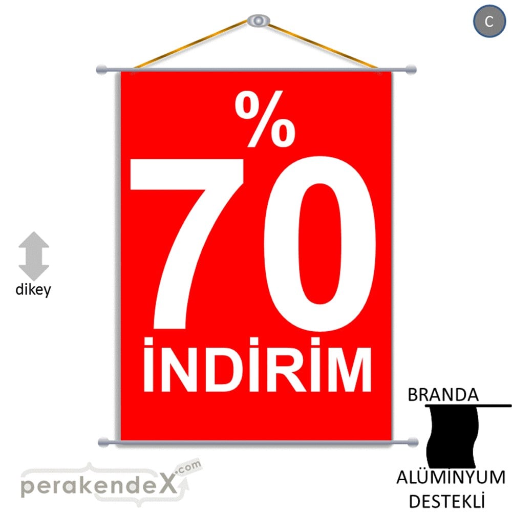 yüzde 70 indirim BRANDA AFİŞİ -dikdörtgen,tek yön baskı