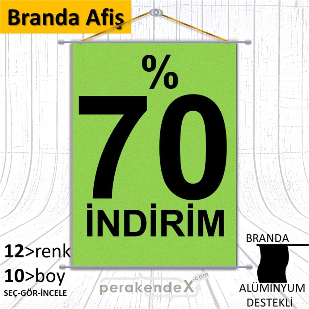 yüzde 70 indirim BRANDA AFİŞİ -dikdörtgen,tek yön baskı