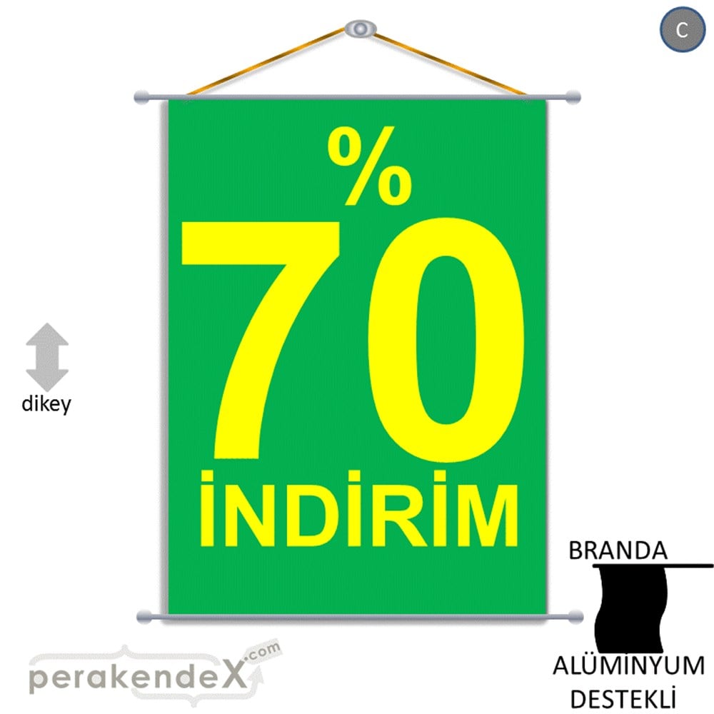 yüzde 70 indirim BRANDA AFİŞİ -dikdörtgen,tek yön baskı