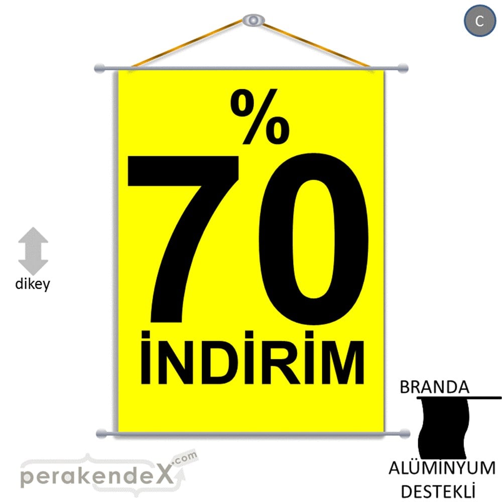 yüzde 70 indirim BRANDA AFİŞİ -dikdörtgen,tek yön baskı