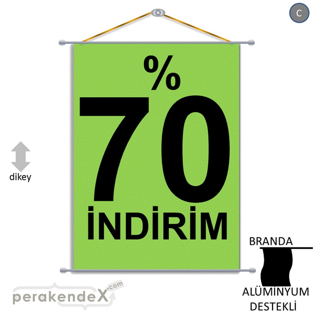 yüzde 70 indirim BRANDA AFİŞİ -dikdörtgen,tek yön baskı