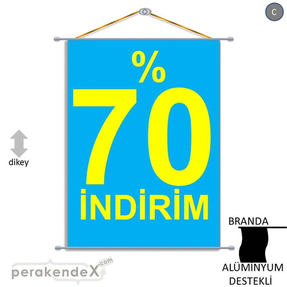yüzde 70 indirim BRANDA AFİŞİ -dikdörtgen,tek yön baskı