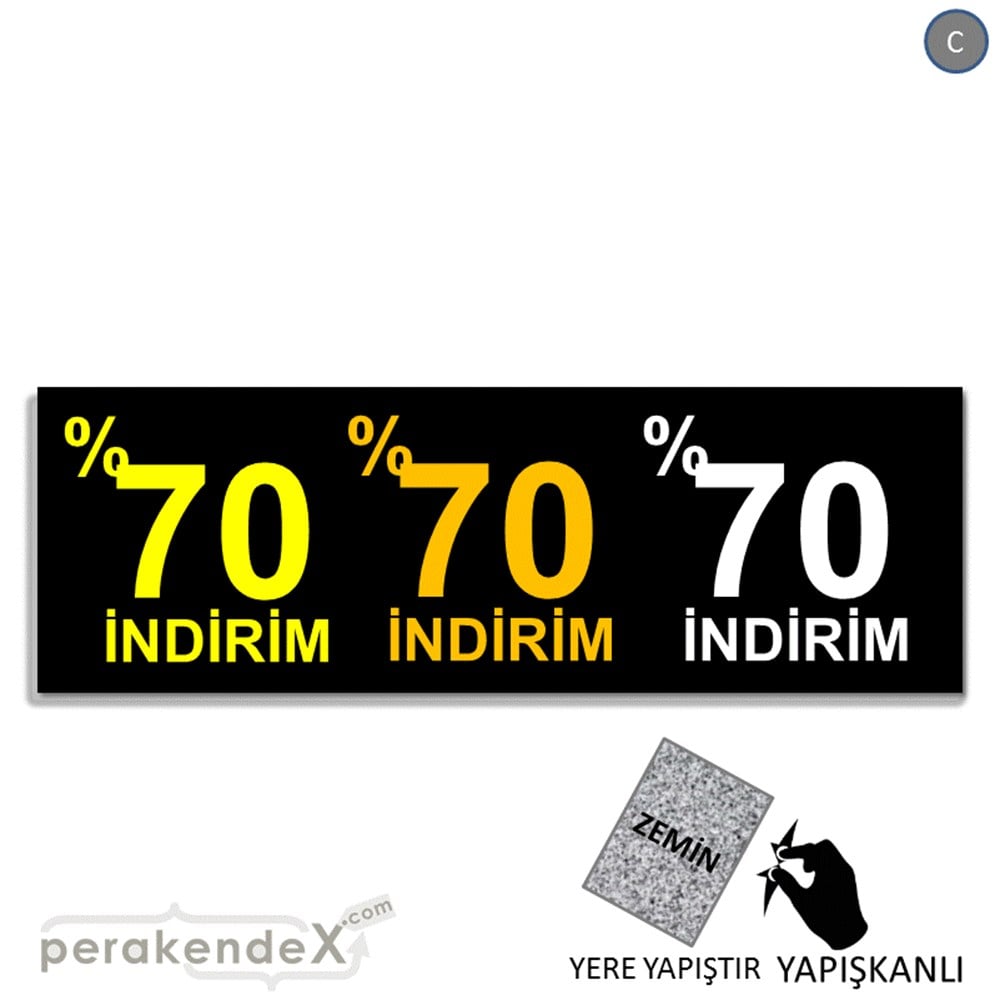 yüzde 70 indirim YER ZEMİNE YAPIŞAN BANNER -dikdörtgen,tek yön baskı