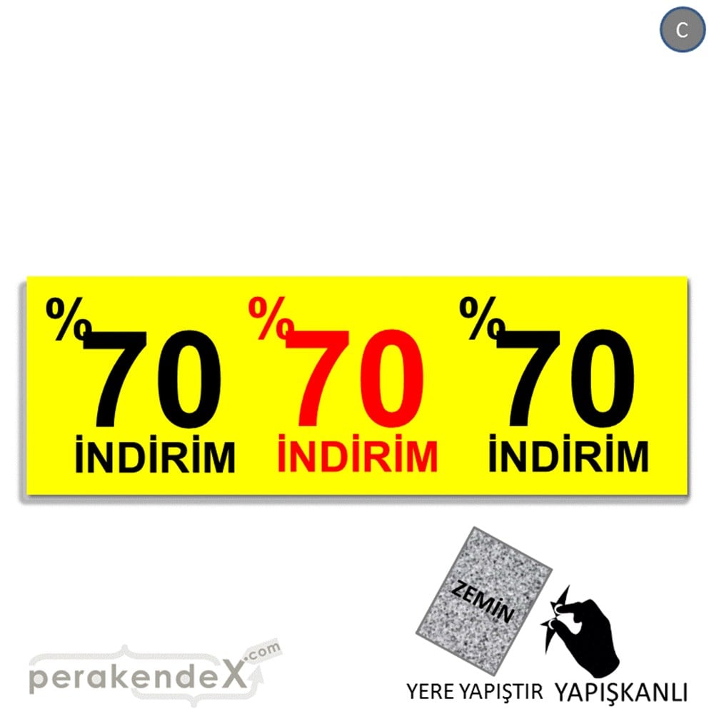 yüzde 70 indirim YER ZEMİNE YAPIŞAN BANNER -dikdörtgen,tek yön baskı
