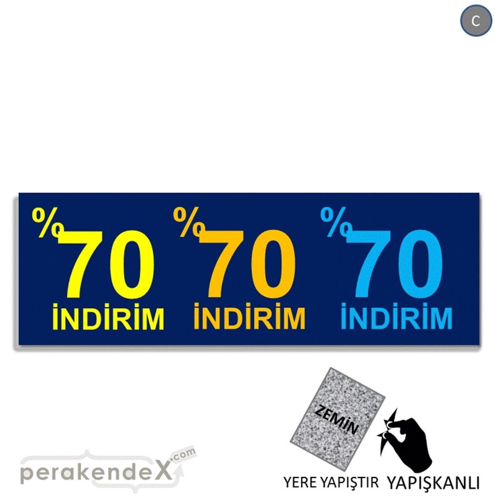 yüzde 70 indirim YER ZEMİNE YAPIŞAN BANNER -dikdörtgen,tek yön baskı