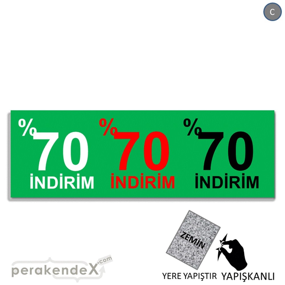 yüzde 70 indirim YER ZEMİNE YAPIŞAN BANNER -dikdörtgen,tek yön baskı